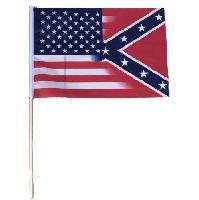 12"x18" Stick Flag [Half & Half Confederate/USA] 